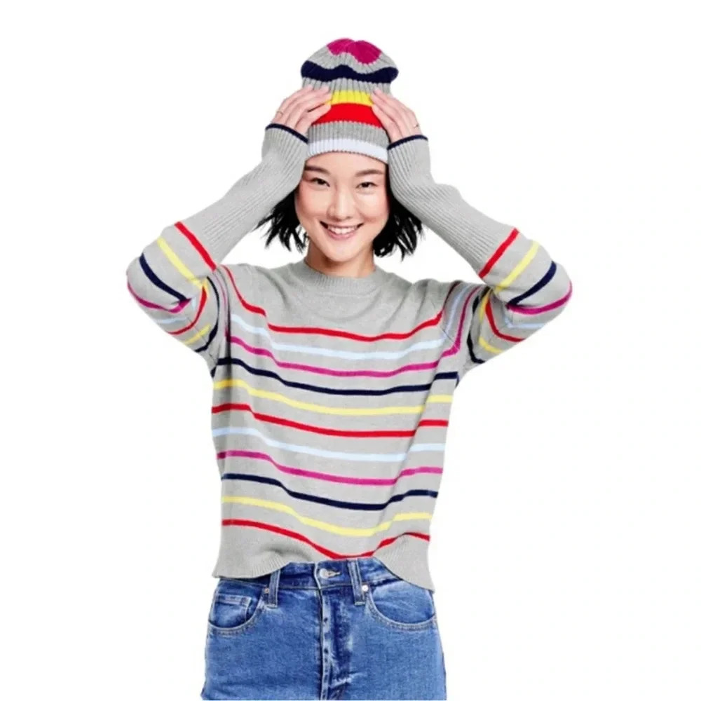 LA LIGNE for Target Sweater Multi-Color Striped Crewneck Sweater, Size Medium